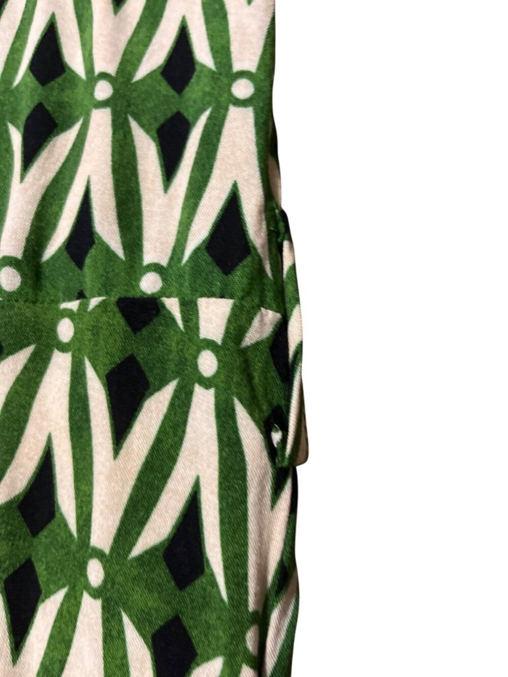 Zara Womens XL Green Navy Cream Geometric Print Midi Shirt Dress Button Used - Picture 7 of 11